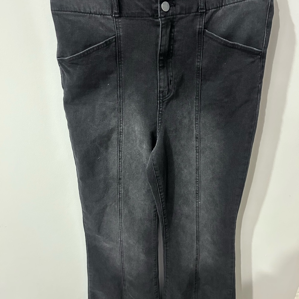 Tinseltown Size 13 Charcoal High Rise distressed Flare  Jeans